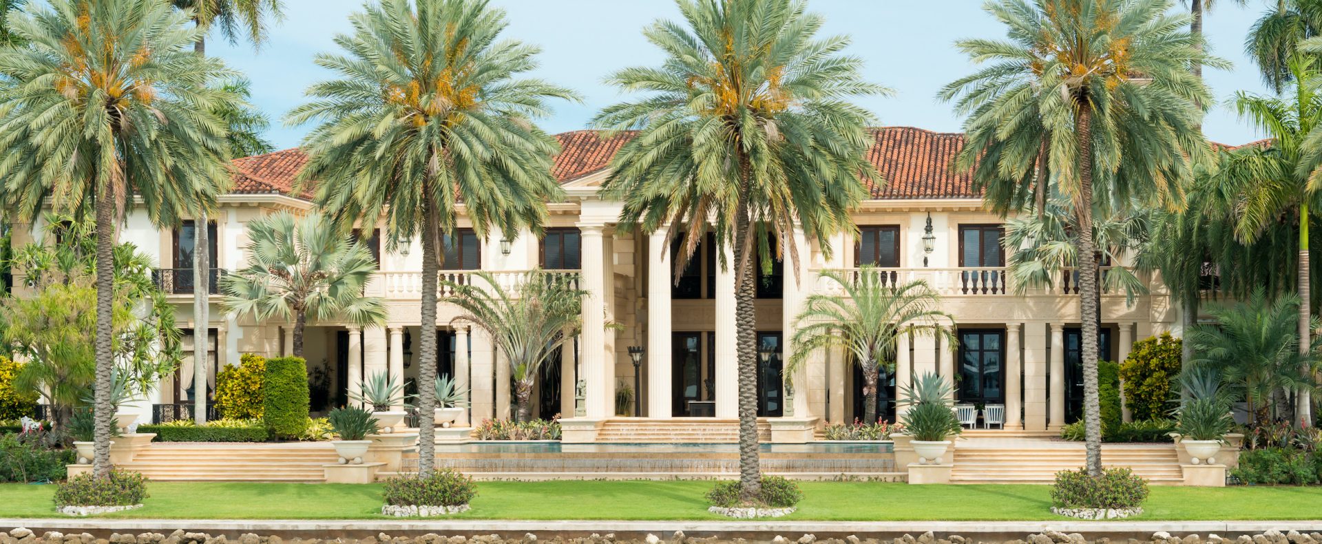 Luxurious mansion on Star Island in Miami, an artificial island in Biscayne Bay and the home of many rich and famous people